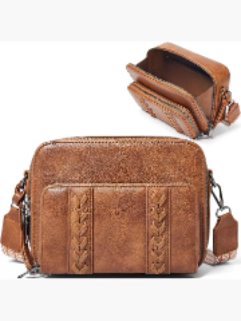 2-in-1 Vegan Leather Crossbody Bag with Detachable Wallet & Card Slots